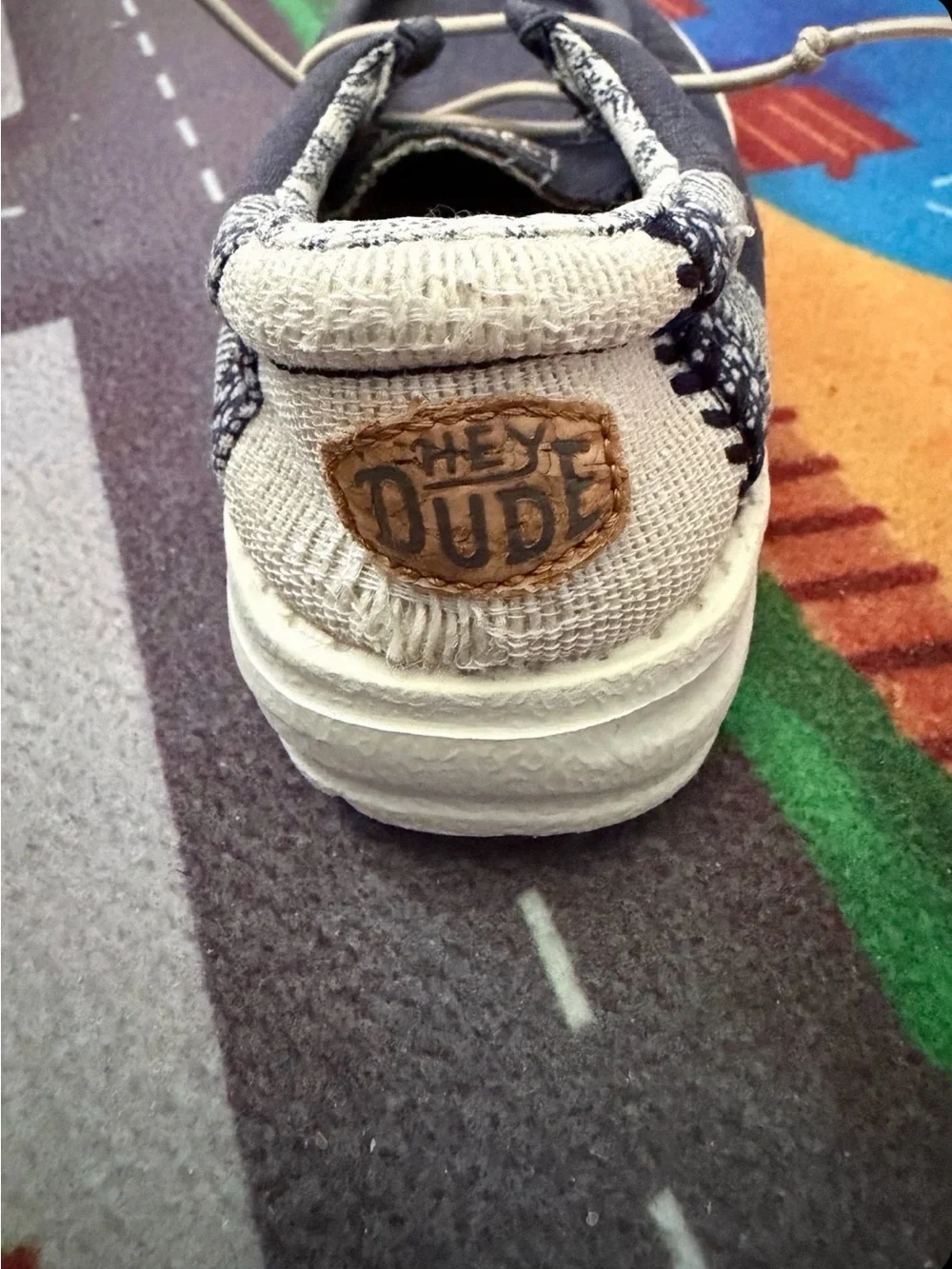 Hey Dude Navy Blue Canvas Slip-Ons with White Laces size 9